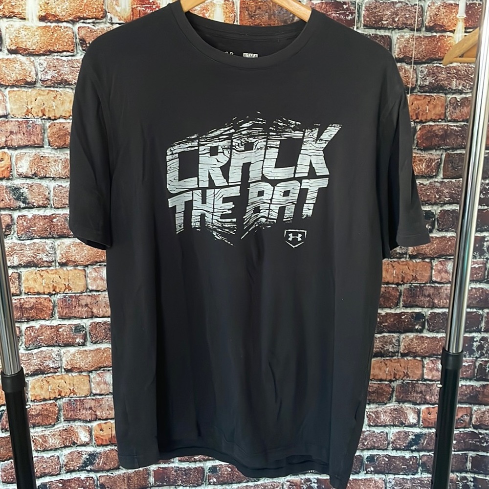 Under Armour Heat Gear tee shirt Crack the Bat baseball loose medium UA